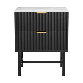 Artiss Bedside Table 2 Drawers - Black - SportZone.co.nz