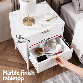 Artiss Bedside Table 2 Drawers - White - SportZone.co.nz