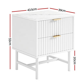 Artiss Bedside Table 2 Drawers - White - SportZone.co.nz