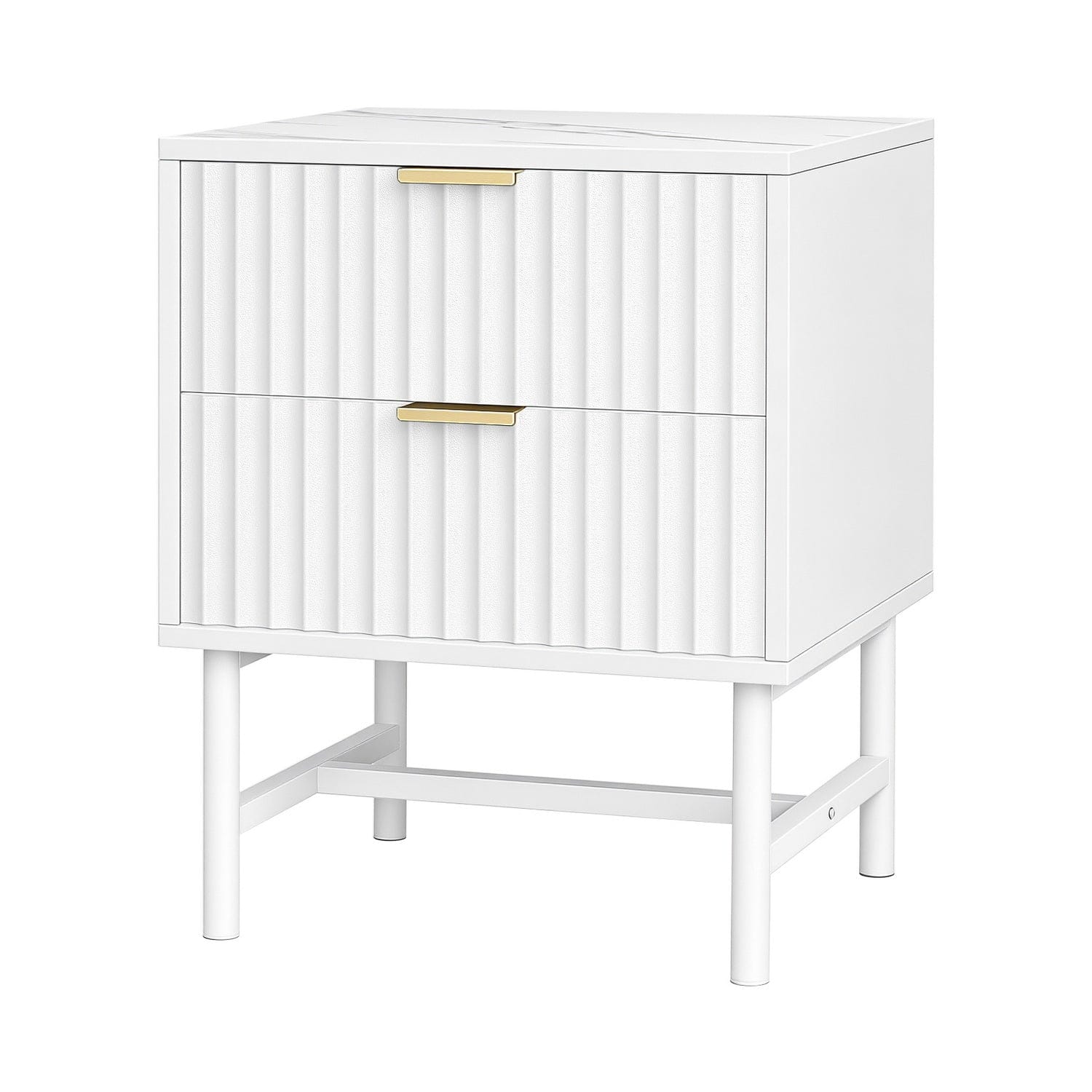 Artiss Bedside Table 2 Drawers - White - SportZone.co.nz