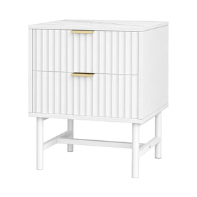 Artiss Bedside Table 2 Drawers - White - SportZone.co.nz
