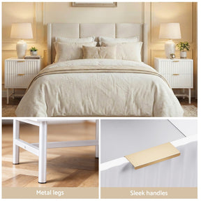 Artiss Bedside Table 2 Drawers - White - SportZone.co.nz