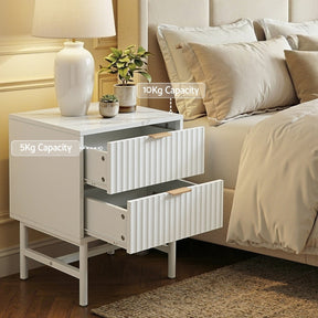 Artiss Bedside Table 2 Drawers - White - SportZone.co.nz