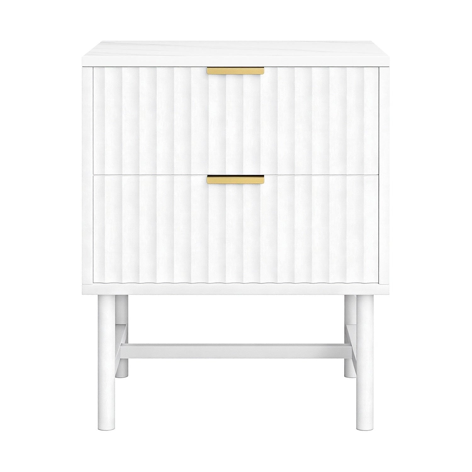 Artiss Bedside Table 2 Drawers - White - SportZone.co.nz