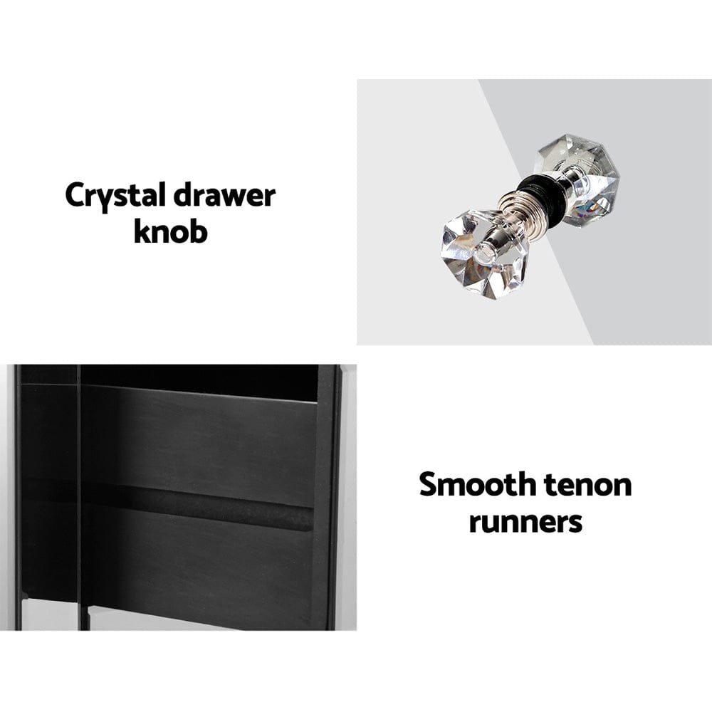 Artiss Bedside Table 3 Drawers Mirrored - QUENN Silver - SportZone.co.nz