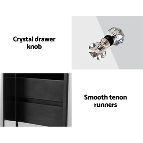 Artiss Bedside Table 3 Drawers Mirrored - QUENN Silver - SportZone.co.nz