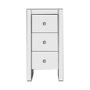 Artiss Bedside Table 3 Drawers Mirrored - QUENN Silver - SportZone.co.nz