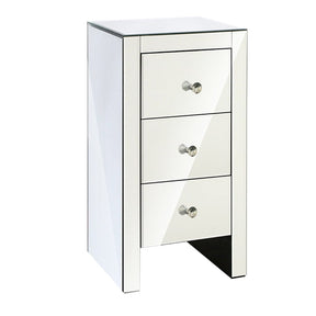 Artiss Bedside Table 3 Drawers Mirrored - QUENN Silver - SportZone.co.nz