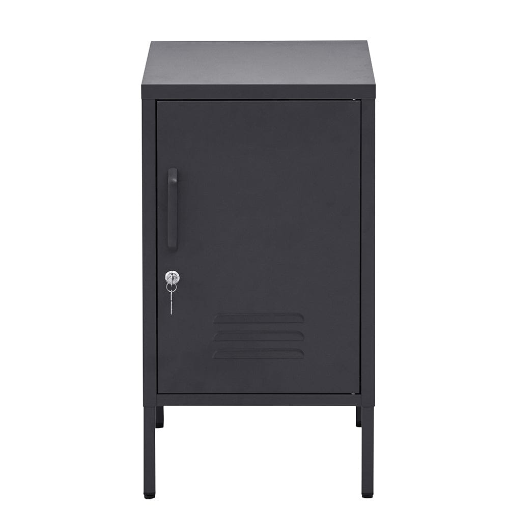 Artiss Bedside Table Metal Cabinet - Black - SportZone.co.nz