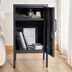 Artiss Bedside Table Metal Cabinet - Black - SportZone.co.nz
