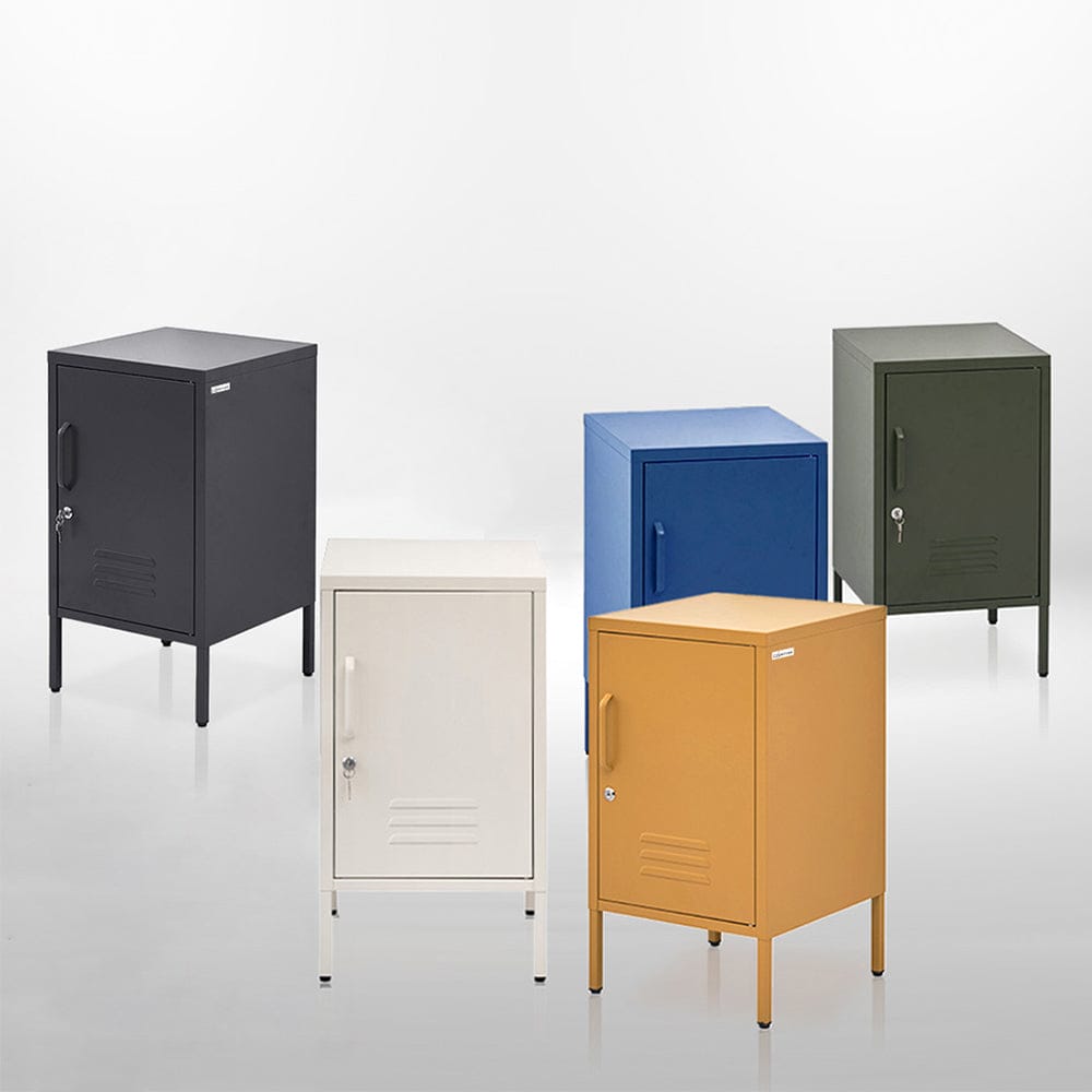Artiss Bedside Table Metal Cabinet - Black - SportZone.co.nz