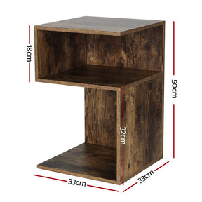 Artiss Bedside Table Shelves Side End Table Storage Nightstand Rust Oak UMENI - SportZone.co.nz