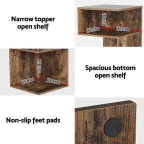 Artiss Bedside Table Shelves Side End Table Storage Nightstand Rust Oak UMENI - SportZone.co.nz