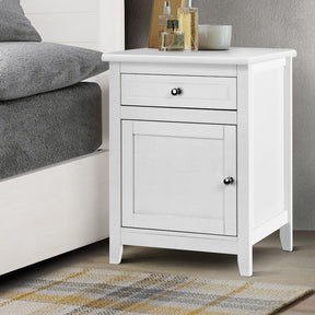 Artiss Bedside Tables Side Table Drawers Nightstand White - SportZone.co.nz
