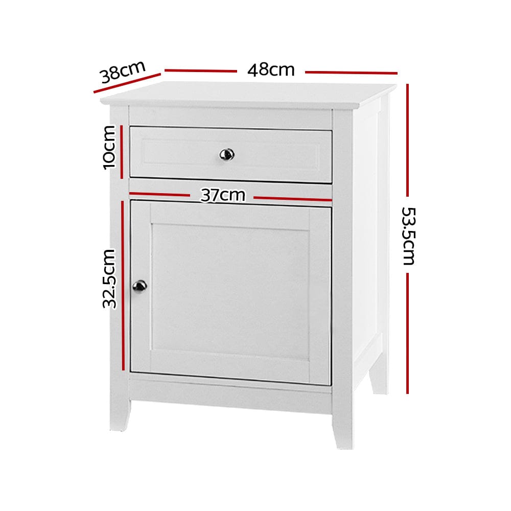 Artiss Bedside Tables Side Table Drawers Nightstand White - SportZone.co.nz