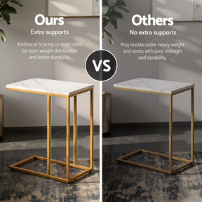 Artiss C Shaped End Table Set of 2 Coffee Table Side Table White & Gold - SportZone.co.nz