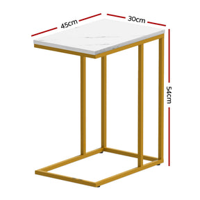 Artiss C Shaped End Table Set of 2 Coffee Table Side Table White & Gold - SportZone.co.nz