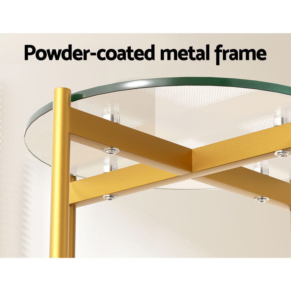 Artiss Coffee Table 45CM Round Tempered Glass Carol - SportZone.co.nz