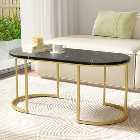 Artiss Coffee Table Marble Effect Black - SportZone.co.nz