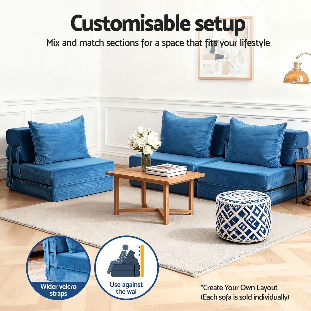 Artiss Convertible Folding Sofa Bed Armless Lounger Foam Floor Sofas Futons Couches - SportZone.co.nz
