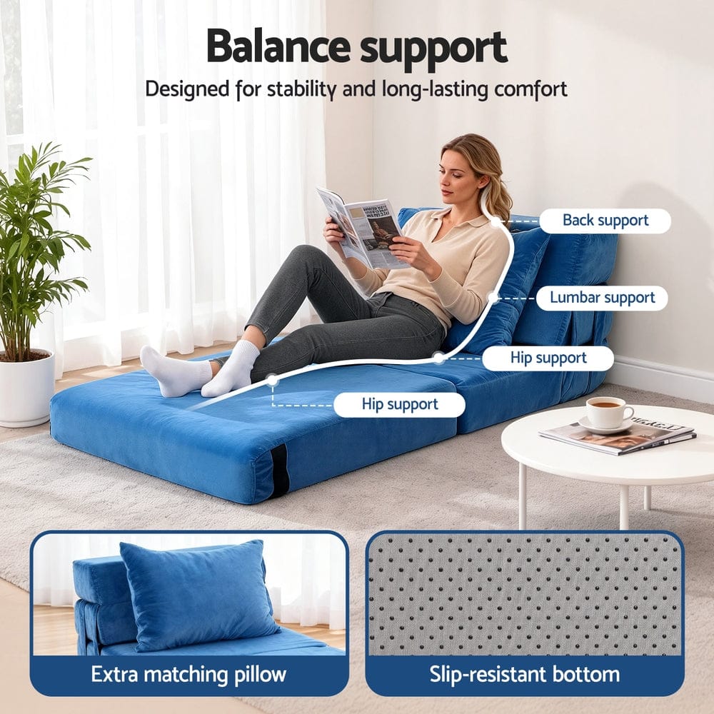 Artiss Convertible Folding Sofa Bed Armless Lounger Foam Floor Sofas Futons Couches - SportZone.co.nz
