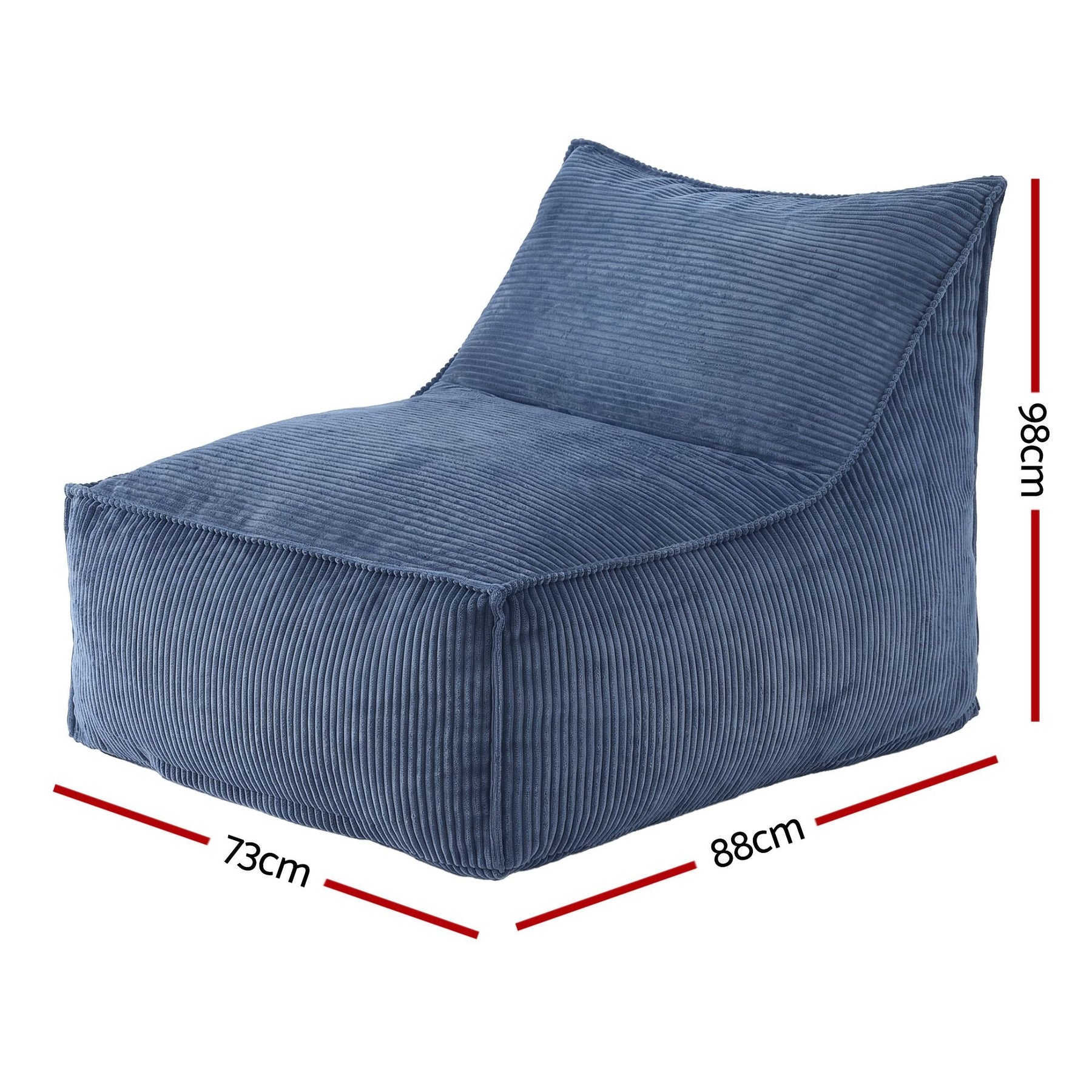 Artiss Corduroy Bean Bag Chair Cover Blue | Soft Washable Lazy Sofa Cover - SportZone.co.nz