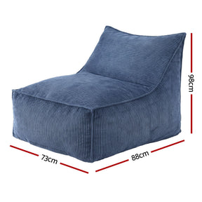 Artiss Corduroy Bean Bag Chair Cover Blue | Soft Washable Lazy Sofa Cover - SportZone.co.nz