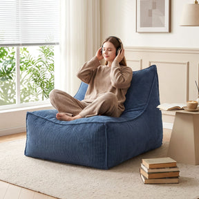 Artiss Corduroy Bean Bag Chair Cover Blue | Soft Washable Lazy Sofa Cover - SportZone.co.nz