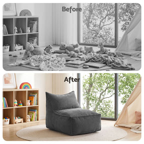 Artiss Corduroy Bean Bag Chair Cover Grey | Soft Washable Lazy Sofa Cover - SportZone.co.nz