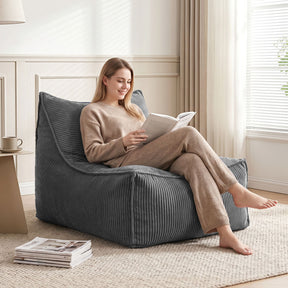 Artiss Corduroy Bean Bag Chair Cover Grey | Soft Washable Lazy Sofa Cover - SportZone.co.nz