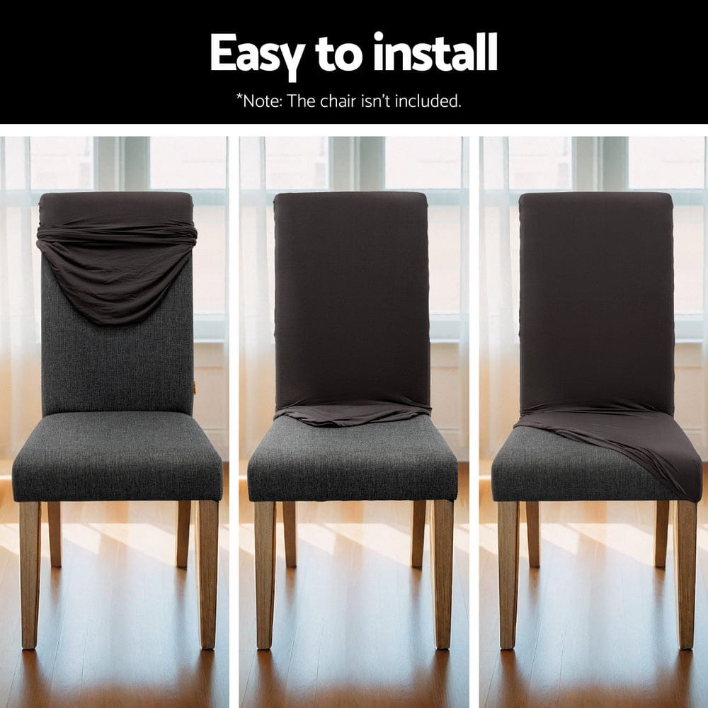 Artiss Dining Chair Covers 6x Slipcovers Spandex Stretch Banquet Party Dark Grey - SportZone.co.nz