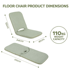 Artiss Floor Chair 5 Position Adjustable Green Lazy Sofa for Living Room Bedroom - SportZone.co.nz