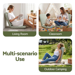 Artiss Floor Chair 5 Position Adjustable Green Lazy Sofa for Living Room Bedroom - SportZone.co.nz