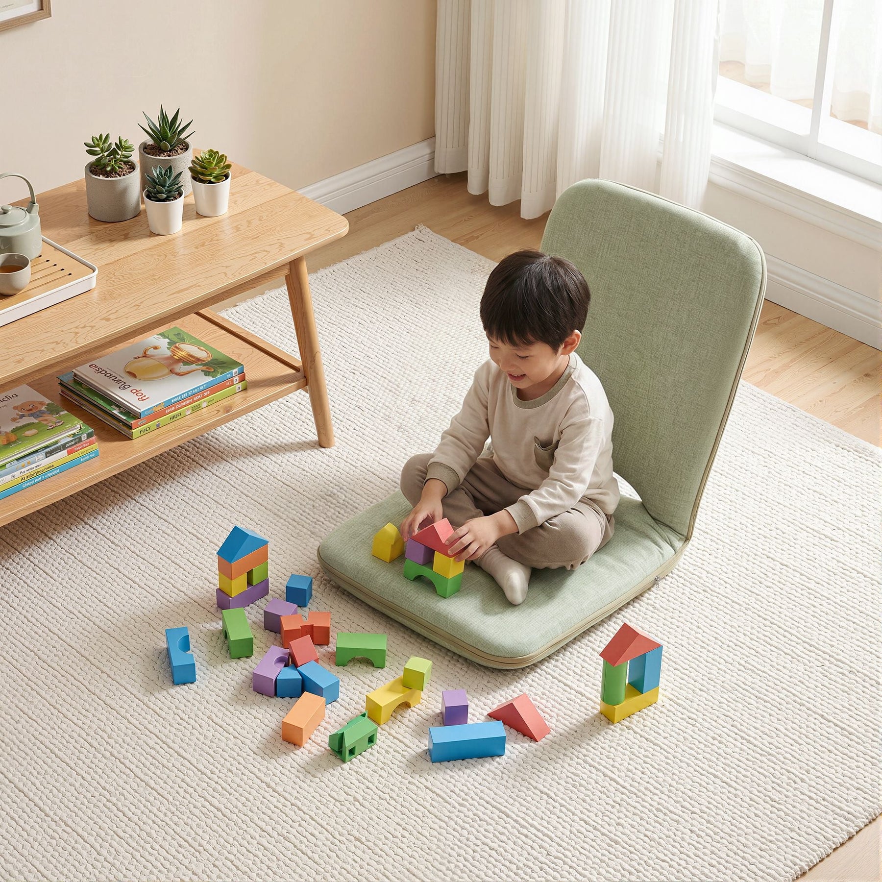Artiss Floor Chair 5 Position Adjustable Green Lazy Sofa for Living Room Bedroom - SportZone.co.nz