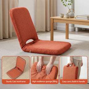 Artiss Floor Chair 5 Position Adjustable Orange Lazy Sofa for Living Room Bedroom - SportZone.co.nz