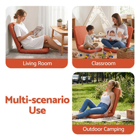 Artiss Floor Chair 5 Position Adjustable Orange Lazy Sofa for Living Room Bedroom - SportZone.co.nz