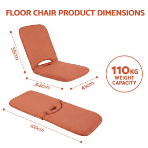 Artiss Floor Chair 5 Position Adjustable Orange Lazy Sofa for Living Room Bedroom - SportZone.co.nz