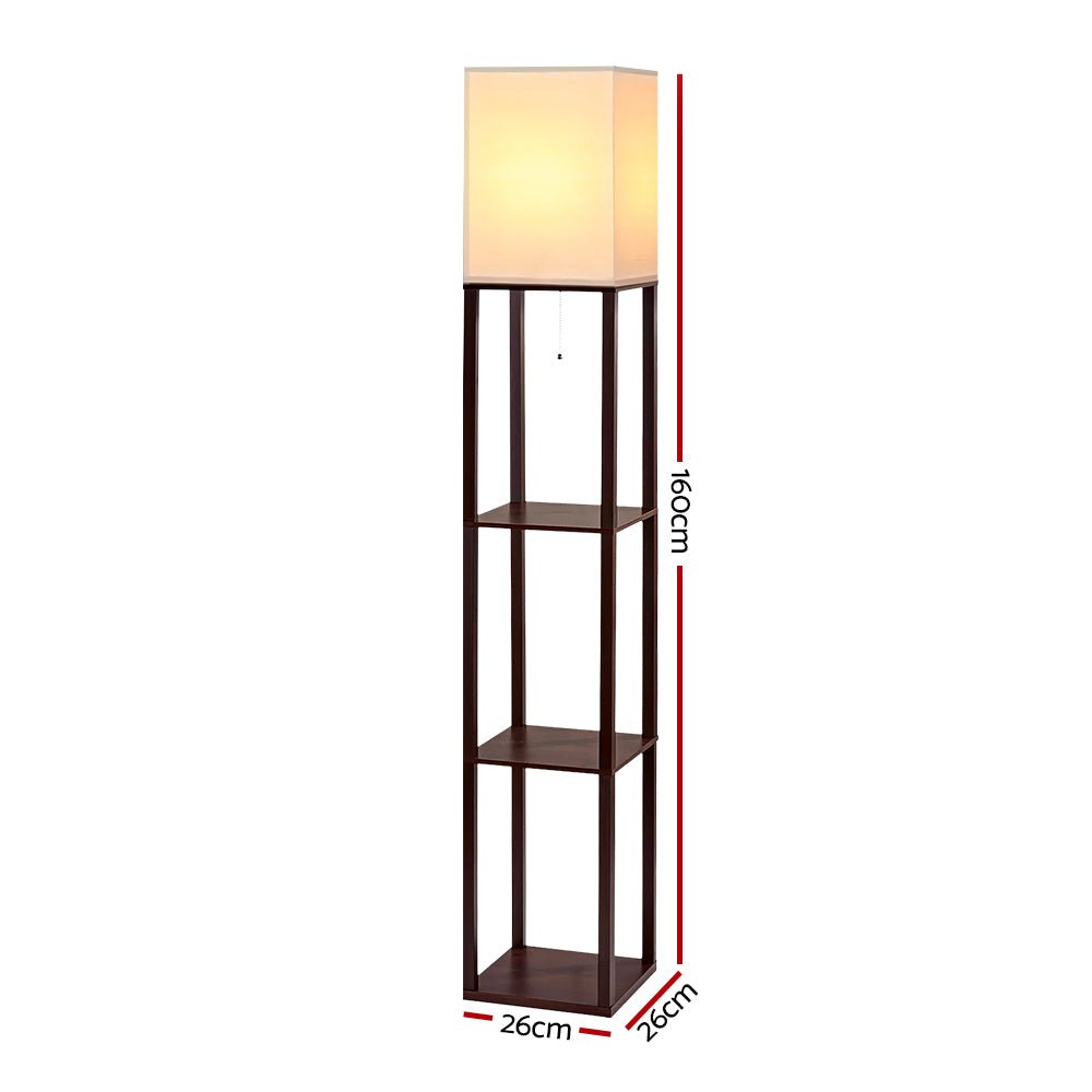Artiss Floor Lamp 3 Tier Shelf Storage LED Light Stand Home Room Vintage White - SportZone.co.nz