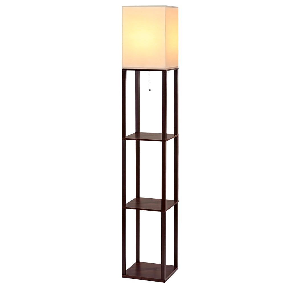 Artiss Floor Lamp 3 Tier Shelf Storage LED Light Stand Home Room Vintage White - SportZone.co.nz