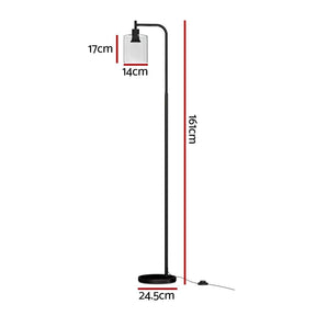 Artiss Floor Lamp Light Stand Modern Home Living Room Office Reading Glass Shade Black - SportZone.co.nz