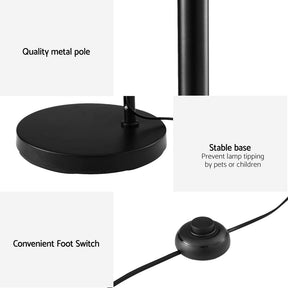 Artiss Floor Lamp Light Stand Modern Home Living Room Office Reading Glass Shade Black - SportZone.co.nz