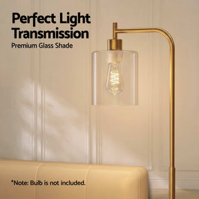 Artiss Floor Lamp Modern Industrial Standing Light with Clear Glass Shade, GoldMetal Tall Lamp for Living Room, Bedroom & Office, Anti-Tipping Weighted Base & Foot Switch (Bulb Not Included) - SportZone.co.nz
