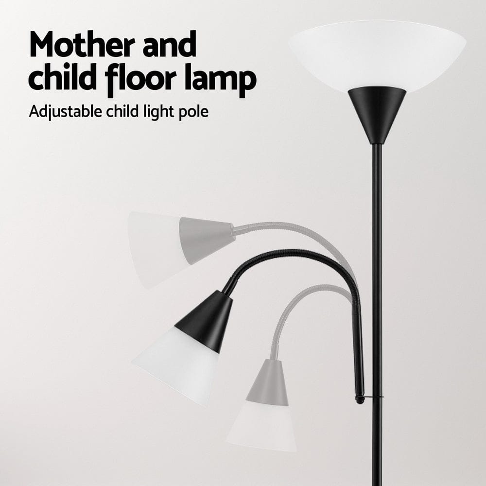 Artiss Floor Lamp Mother and Child Modern Home Living Room Office Reading Black - SportZone.co.nz