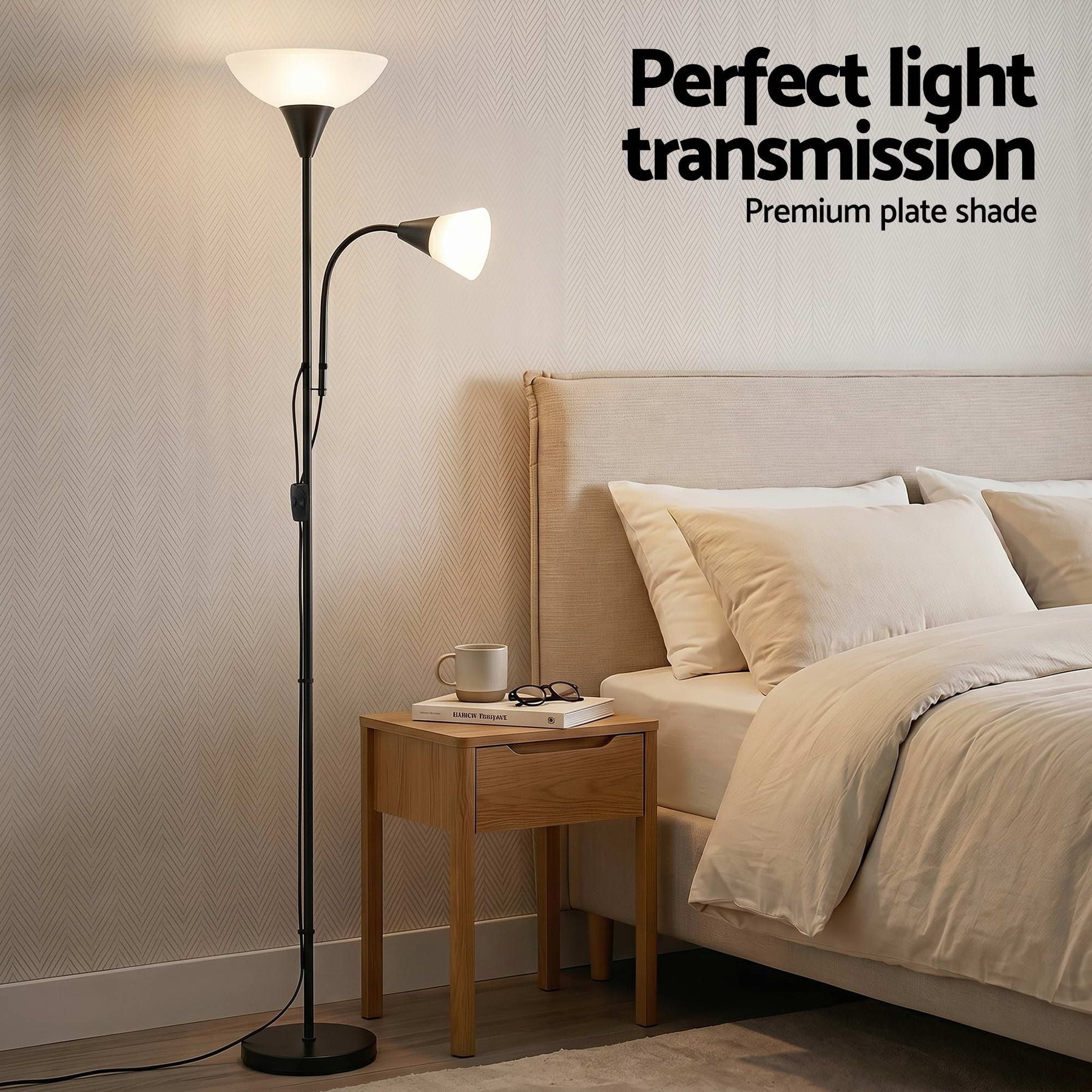 Artiss Floor Lamp Mother and Child Modern Home Living Room Office Reading Black - SportZone.co.nz