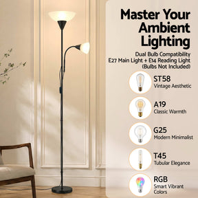 Artiss Floor Lamp Mother and Child Modern Home Living Room Office Reading Black - SportZone.co.nz