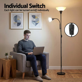 Artiss Floor Lamp Mother and Child Modern Home Living Room Office Reading Black - SportZone.co.nz