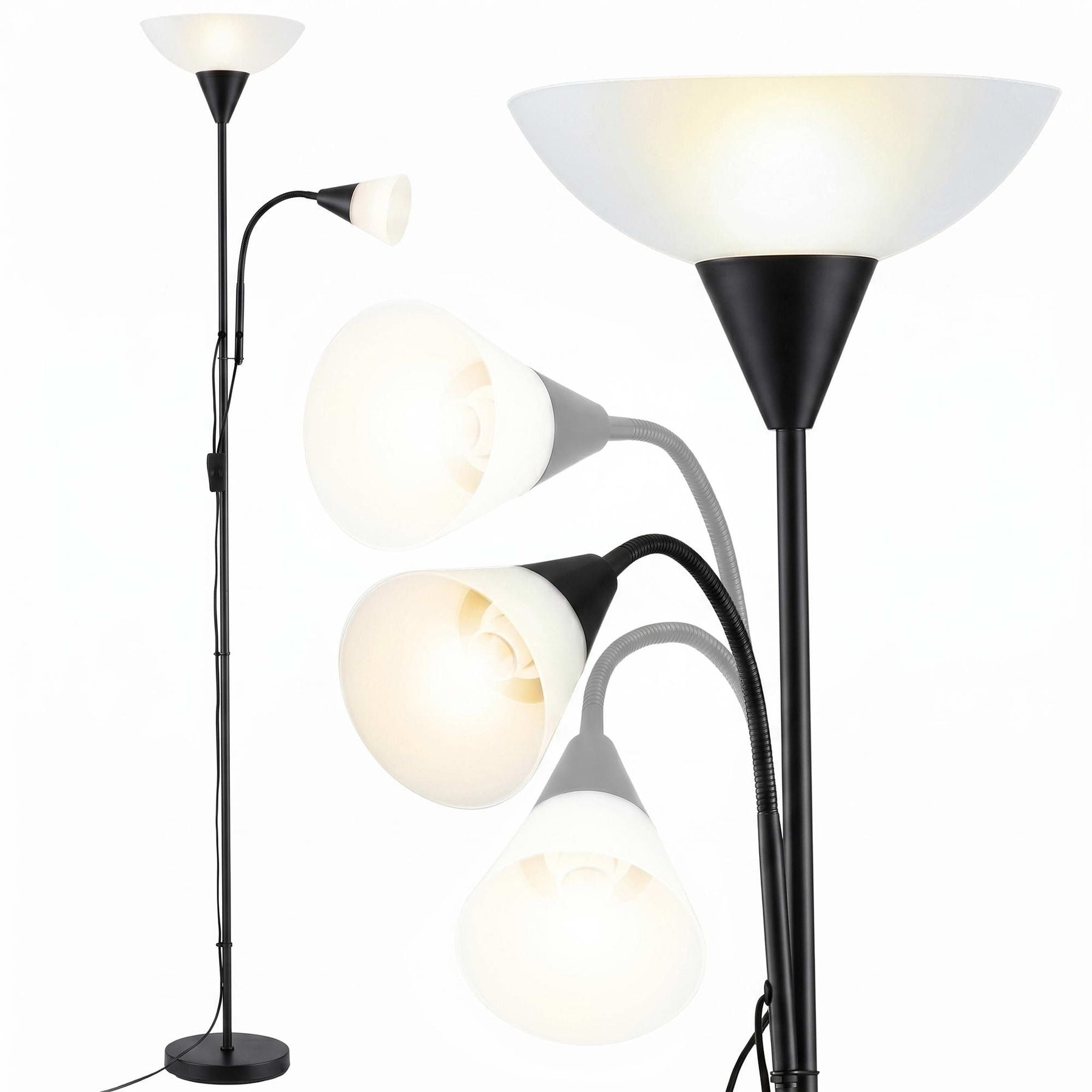 Artiss Floor Lamp Mother and Child Modern Home Living Room Office Reading Black - SportZone.co.nz