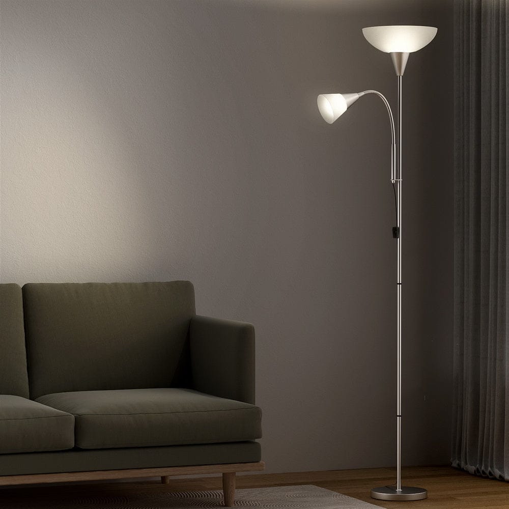 Artiss Floor Lamp Mother and Child Modern Home Living Room Office Reading Silver - SportZone.co.nz