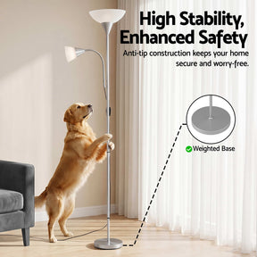 Artiss Floor Lamp Mother and Child Modern Home Living Room Office Reading Silver - SportZone.co.nz