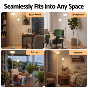 Artiss Floor Lamp Mother and Child Modern Home Living Room Office Reading Silver - SportZone.co.nz